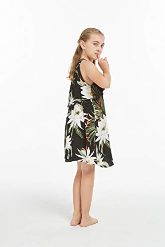 Image of Family Matching Hawaiian Clothes, Wispy Cereus Black | Lightweight 100% rayon • Family matching outfits • Tropical floral print • Beach vacations • Luaus • Cruises • Family photos