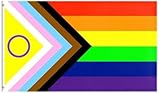 Jonyx – Regenbogenflagge – LGBTQ – LHTBI – Progress Pride – Intersex – Inklusivität – 150 x 90 cm – Polyester – Mehrfarbig