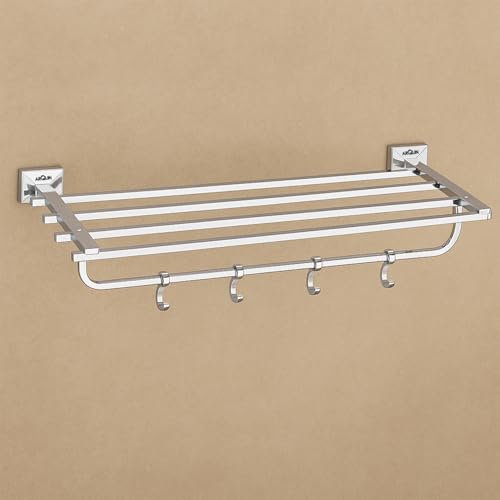 Image of ARQUIN 304 Stainless Steel Towel Rack Towel Holder in Bathroom | Towel Holder | Bathroom Towel Hanger for Wall | Towel Rack | Bathroom Accessories Set 24 Inch Chrome Finish (Vento)