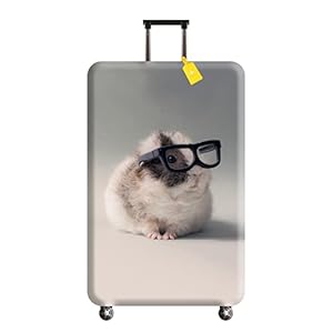 FANSU Elastisch Kofferhülle, Tier Muster Kofferschutzhülle Gepäckabdeckung Reise Kofferhülle/Gepäck Cover/Koffer Schutzhülle/Hülle für Reisekoffer (M(22~24 Zoll),Hamster)