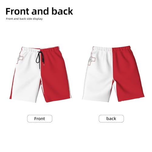 Flag of Malta Youth Beach Pants, Soft and Breathable, with Drawstring Waist, Suitable for Sports and Leisure.2