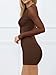 Nsbonu Women's Sexy Bodycon Mesh Long Sleeve Mini Dress Club Party Short Dresses, X-Small, Coffee