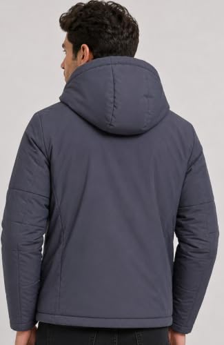 Image of SANE Men's Hooded Puffer Jacket, Quilted Winter Coat, Warm and Lightweight, Detatchable Cap