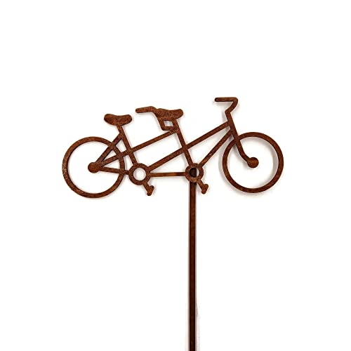 Hobby And Leisure Style Rustic Or Powder Coated Metal Garden Stake Or Stand (Tandem Bicycle 20" Tall Including Stake, Naturally Rusted) #TOP22