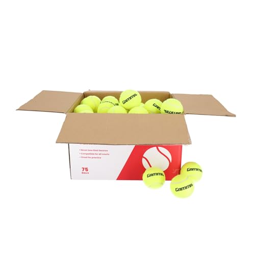 Gamma Sports Pressureless Tennis Balls Box - Ideal for Practice, Teaching, and Training with High-Visbility Felt - Indoor and Outdoor Court Play - Box of 75