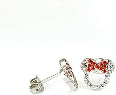 MixiuEuro Girls mickey Mouse Stud Earrings 925 Sterling Silver Amethyst Green Blue CZ Cubic Zirconia minnie mouse Stud Earrings Jewellery Gift For Girls Child