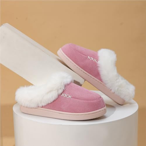 Afellicy Womens Memory Foam Slippers Warm Faux Fur House Shoes Indoor and Outdoor Lining Bedroom Clog2