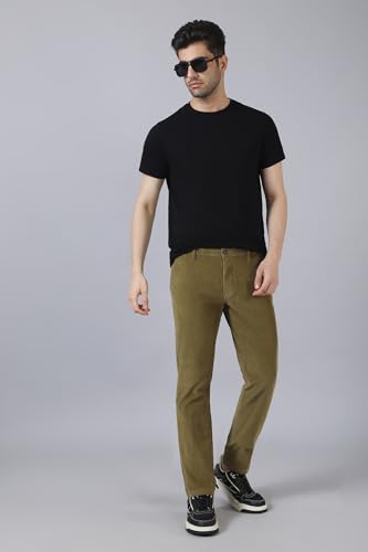 Image of BELANO Men Slim Fit Corduroy Cotton Stretch Chinos