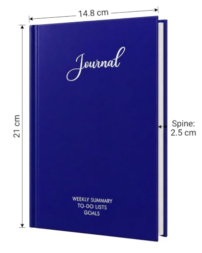 Image of Unruled Premium Hardcover Journal Notebook | Weekly Summary, To-Do Lists & Goal Planner | Undated Productivity Journal | A5 Size, Smooth Writing Pages | 100gsm Thick Paper, 80 Sheets /160 Pages Per Book | Elegant Notebook for Work, Study & Personal Planning (BLUE, Unruled)