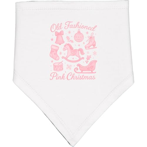 inktastic Old Fashioned Pink Christmas Angel Wreath Holiday Design Baby Bandana Bib White and Black 4714f