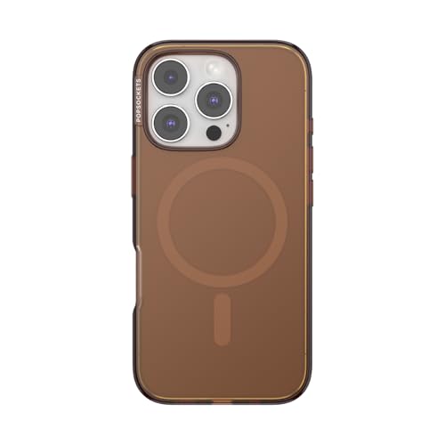 Image of PopSockets Polycarbonate iPhone 16 Pro Case Compatible with Magsafe, Phone Case for iPhone 16 Pro, Wireless Charging Compatible, Case Back Cover Only - Amber