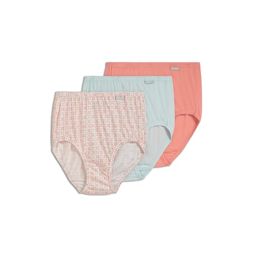 Image of Jockey Women's Underwear Elance Brief - 3 Pack, Paradise Peach /Peach Garden Geo /Echo Blue, 5
