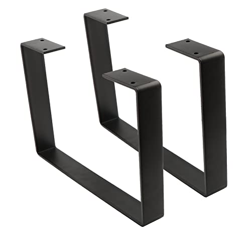 Osring 14 Inch Coffee Table Legs U-Shaped, 2pcs Solid Steel Table Legs for Furniture, TV Stand and Bench, Black