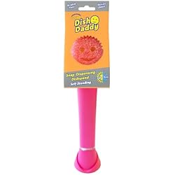 Scrub Daddy Dish Wand Scrubbing Brush with Handle, Soap Dispensing Dish Brushes, Texture Changing Washing Up Sponges With Liquid Dispenser, Scrubber with Scraper & Detachable Head Sponge, Pink | Soap Dispensing Dish Brushes, Texture Changing Washing Up Sponges With Liquid Dispenser