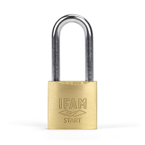 IFAM Candado Antirrobo SR25AL Gama Start, 25 mm, Arco Largo, Sistema Doble Enganche, Incluye 2 Llaves de Serreta, Resistencia y Fiabilidad, Ideal para Maletas, Taquillas, Cajones y Cajoneras, Talleres