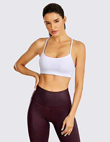 Image of CRZ YOGA Y Back Womens Sports Bra - Padded Racerback Spaghetti Thin Strap Low Impact Workout Sexy Low Cut Yoga Bra