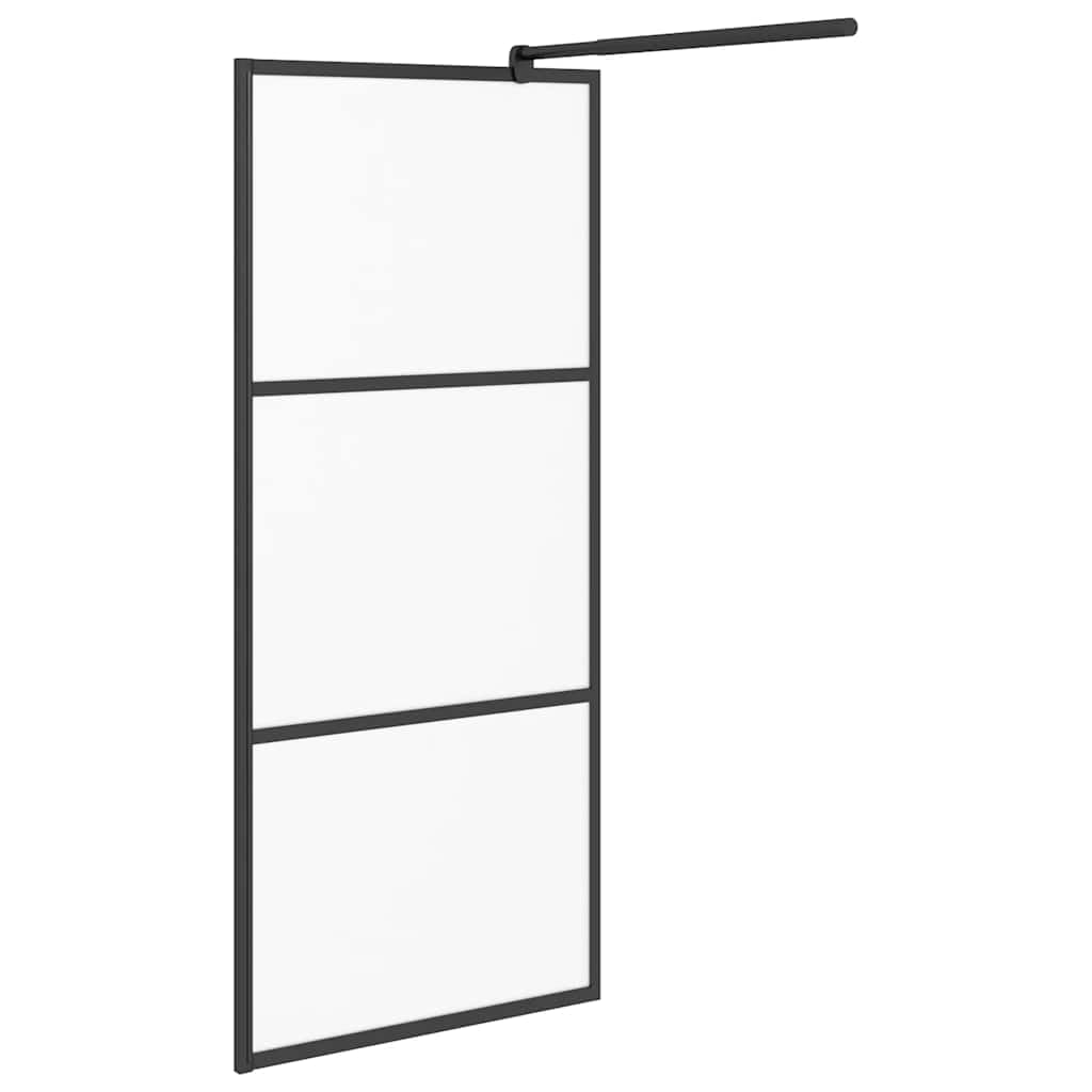 Ścianka prysznicowa Walk-In 80 x 195 cm ESG matowe szkło czarne z aluminiową ramą, regulowana, ochrona przed pryskaniem, ścianka boczna łazienka, akcesoria sanitarne do wnęki i narożnika