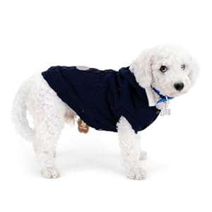 Lulala Dog Hoodie Sweater Coat only for Small Dog & Cat Fleece Lined Winter Jacket Hoodie Cardigan Warm Puppy Clothes (Dark Blue-8 Inch)