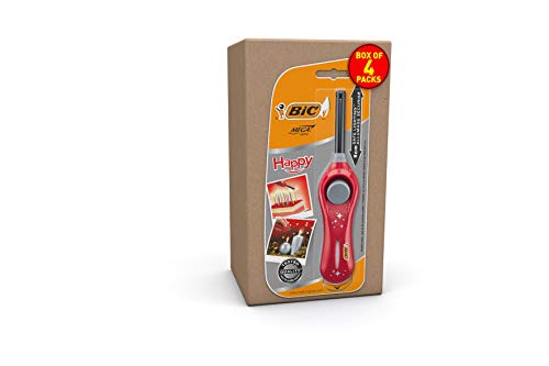 Bic MegaLighter Multi Utility Feuerzeuge - Happy Packung mit 1 x 4