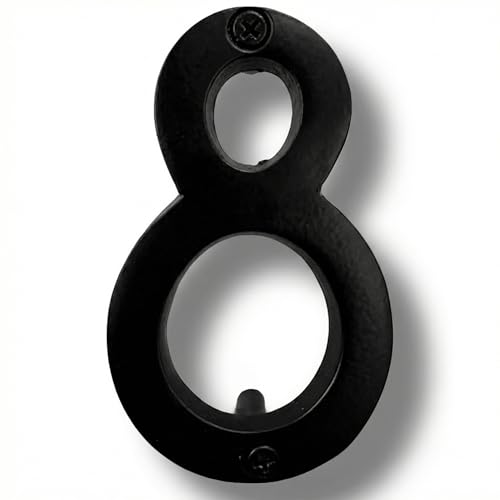 NACH Floating House Numbers, 4 inch Aluminum Black House Numbers for Outside - Number 8, Door Numbers with Mounting Hardware