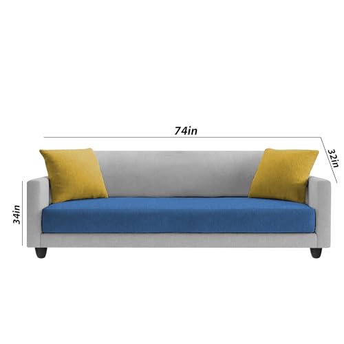 Image of Casaliving Dominic 3 Seater Sofa Set for Living Room (Blue Grey Fabric) Premium Fabric Sofa