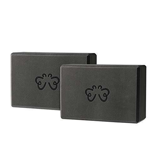 Yoga Blocks 2 Pack for Women Home Yoga Beginners Practices Class Studio Accessories,Pilates, Meditation,High Density EVA Non-Slip Surface Soft and Light (YB01-black)