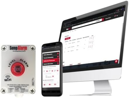 Sump Alarm WiFi Septic/Sewage Sensor, Wireless Sump Pump Alarm with 33ft Heavy Duty Float Switch for Indoor Outdoor Use, Weatherproof Alarm with Free Email Alert, Audible Alarm and Server-Side Backup