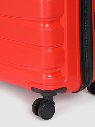 Image of Teakwood 65 CM Unisex Trolley Bag for Travel, Hard Cabin Trolley Large Travel Suitcase Bag, Lock System 360 Degree 8 Rotating Wheels (65 CM, RED)