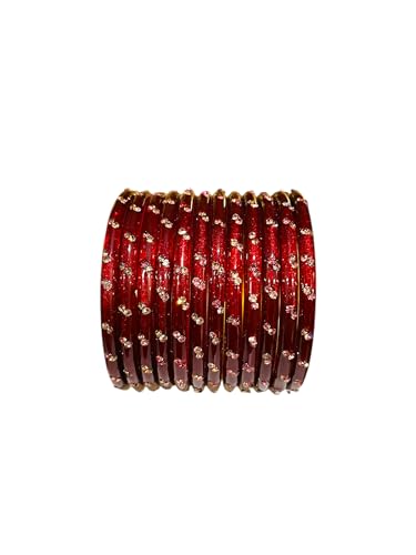 COLORIQUE Lac Bangles Set for Women & Girls – Handcrafted Indian Ethnic Bangles with Sparkling Stone Embellishments (Pack of 12)