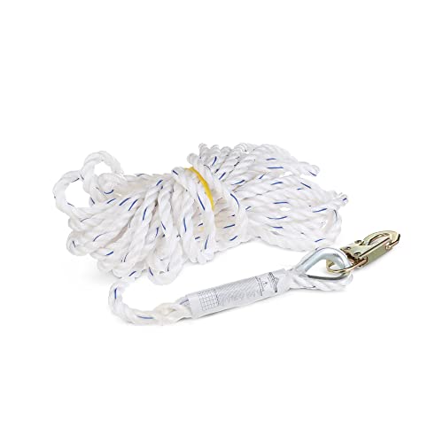 PeakWorks Fall Protection Safety Lifeline Rope Grab, Anchor 50' Vertical Cable, Galvanized Steel Snap Hook Harness Tools Equipment for Climbing, Rescue, Hunting, Roofing, V84084050 PeakWorks Fall Protection Safety Lifeline Rope Grab, Anchor 50' Vertical Cable, Galvanized Steel Snap Hook Harness Tools Equipment for Climbing, Rescue, Hunting, Roofing, V84084050