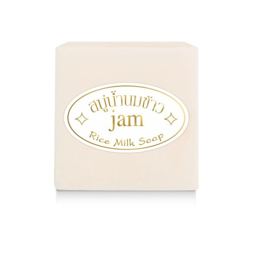 Savon au Lait de Riz 65g JAM | Savon Naturel Thaï | Nettoyant Visage & Corps, Anti-Taches, Anti-Acné & Éclat | Collagène, Glutathione & Vitamine E | Soin Peau Douce, Lisse & Lumineuse