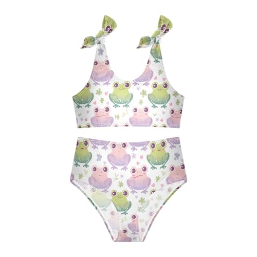 Wusikd Green Cartoon Frog Girls Swimsuits Two Piece Pink Swimwear Bikini Set for for Girls Size 3T3