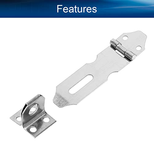 Image of Stainless Steel Padlock Hasp 2.89 inch Length Hasp Staple Padlock Latch with Screws for Furniture Window Cabinet Drawer Closet Silver Tone 2pcs