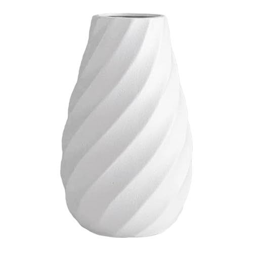 Vase en céramique Blanche avec Design en Spirale texturée, idéal pour Une décoration Moderne, Minimaliste bohème, Parfait pour Les Fleurs séchées, Les Pampas ou Une Ambiance scandinave épurée - 20 cm