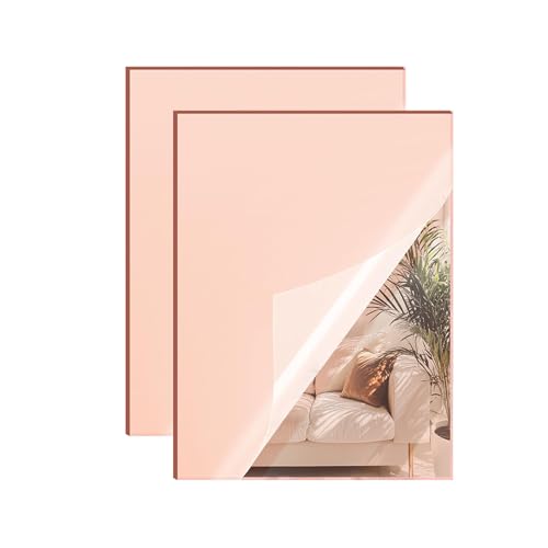 Rose Gold Mirror Acrylic Sheet - 12x16 inches, 2 Pieces | 1/8" Thick, Reflective Mirror Acrylic for Laser Cutting, DIY Crafts, and Home Decorations (30x40 cm)