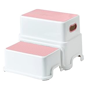 Victostar 2 Step Stool for Kids, Anti-Slip Sturdy Toddler Two Step Stool for Toilet Potty Training, Bathroom,Kitchen (Pink)