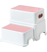 Victostar 2 Step Stool for Kids, Anti-Slip Sturdy Toddler Two Step Stool for Toilet Potty Trainin...