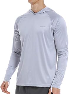 EZRUN Mens UPF 50+ UV Protection Hoodie Shirts Long Sleeve Sun Fishing Shirts(Grey,L)