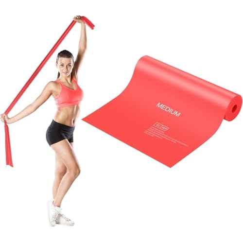 Fitnessbänder Gymnastikband 2m Lang, Starkes Widerstandsbänder Fitnessbänder Ideal für Yoga,Pilates,Krafttraining,Fitnessband für Männer Frauen-mit Trainingsanleitung[Rot]