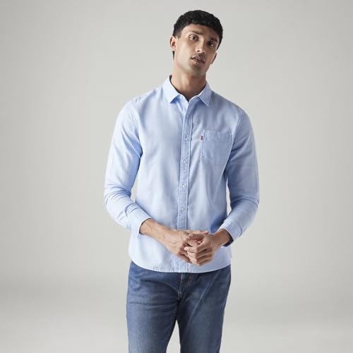 Image of Levi's Men's Solid Slim Fit Shirt Blue