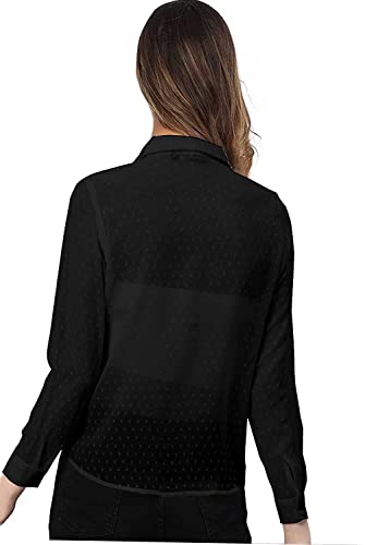 Image of Armenian Women Poly Georgette Dobby Textured Fabric Blouse Sleeve Office Lady Shirt Women Tops