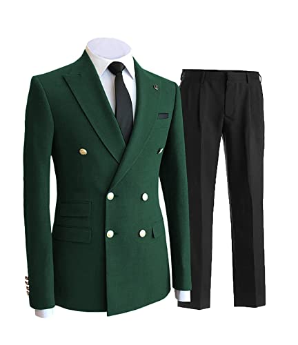 Men's Double Breasted Suit 2 Pieces Slim Fit Groom Tuxedos Suit Blazer for Wedding Party Formal Business Prom Suit4