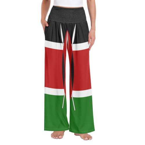 Pantalon de détente taille haute avec motif drapeau du Kenya unique