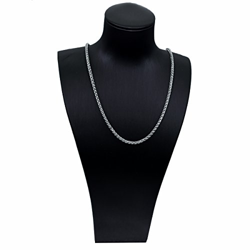 Amyrt Jewelry 3Mm Titanium Steel Womens & Mens Silver Wheat Chain Necklace 24 Inches #TOP2