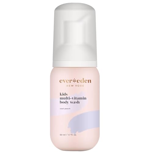 Evereden Mini Kids Body Wash - Cool Peach: Gentle Travel Size Toddler Body Wash | Safe for Sensitive Skin & Hydrating Formula | Clean Vegan & Non-Toxic for Kids | 1.69 fl oz.