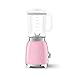 Produktbild Smeg, BLF03PKEU, 1,5 l Standmixer, 4 -Geschwindigkeitsstufen, 4 Automikprogramme, Abnehmbare Doppelklinge, Deckelöffnung transparent mit Dosierkappe, rutschfest, 800W, Rose