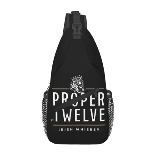 Proper 12 Proper Twelve Irish Whisky - Bolsa de pecho para hombre, mochila cruzada para viajes, senderismo, mochila de hombro