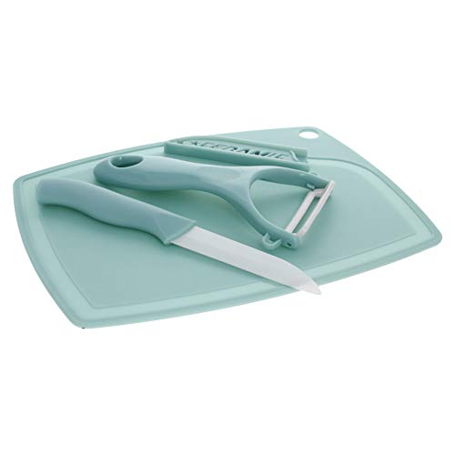 Set cuchillos cocina 3 piezas cerámica azul miniatura 3
