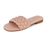 CUSHIONAIRE Sandalia Tipo Chancla Tejida Fez para Mujer +Espuma viscoelástica, Anchos Anchos Disponibles, Rubor 39 EU