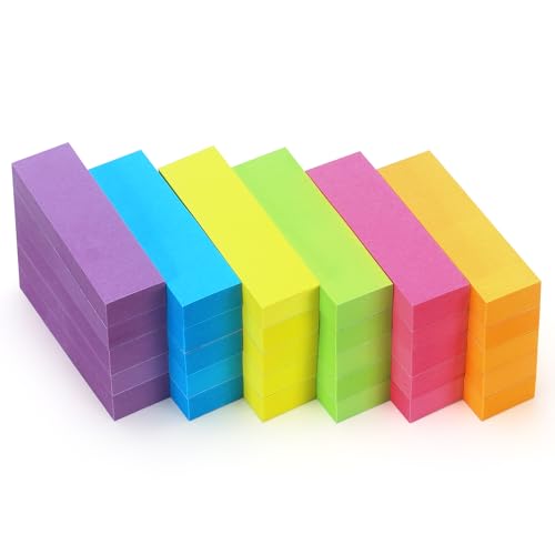 30 Pads 0.6x2 Inch Sticky Notes Flags Tabs Page Markers 6 Bright Color Sticky Index Tabs Page Flags 80 Sheet/Pad